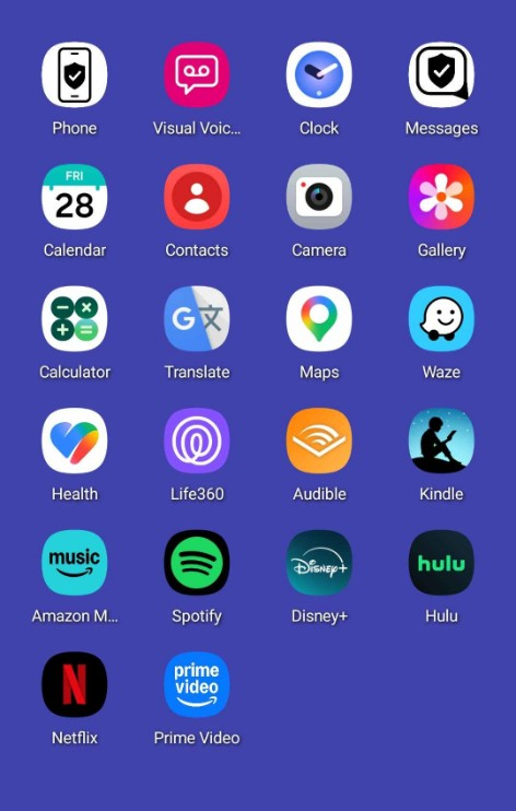 Phonly Entertainment home screen, showing the allowed app grid